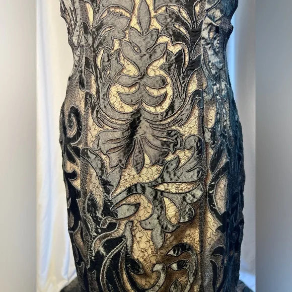 JOVANI Black and Tan Strapless Mermaid Gown | 6 - Picture 4 of 16